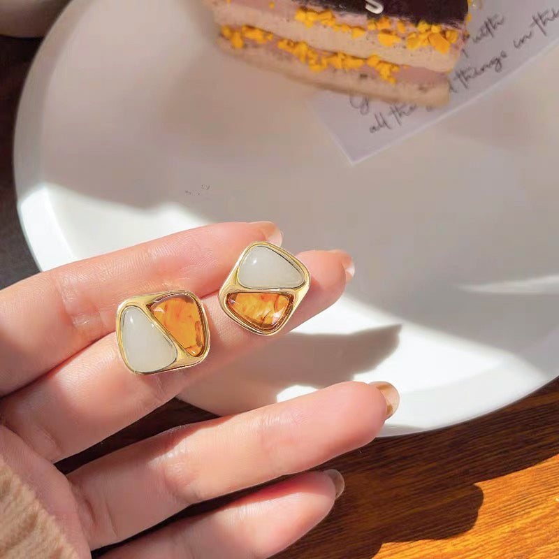Amber Panel Stud Earrings