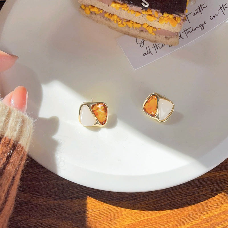 Amber Panel Stud Earrings