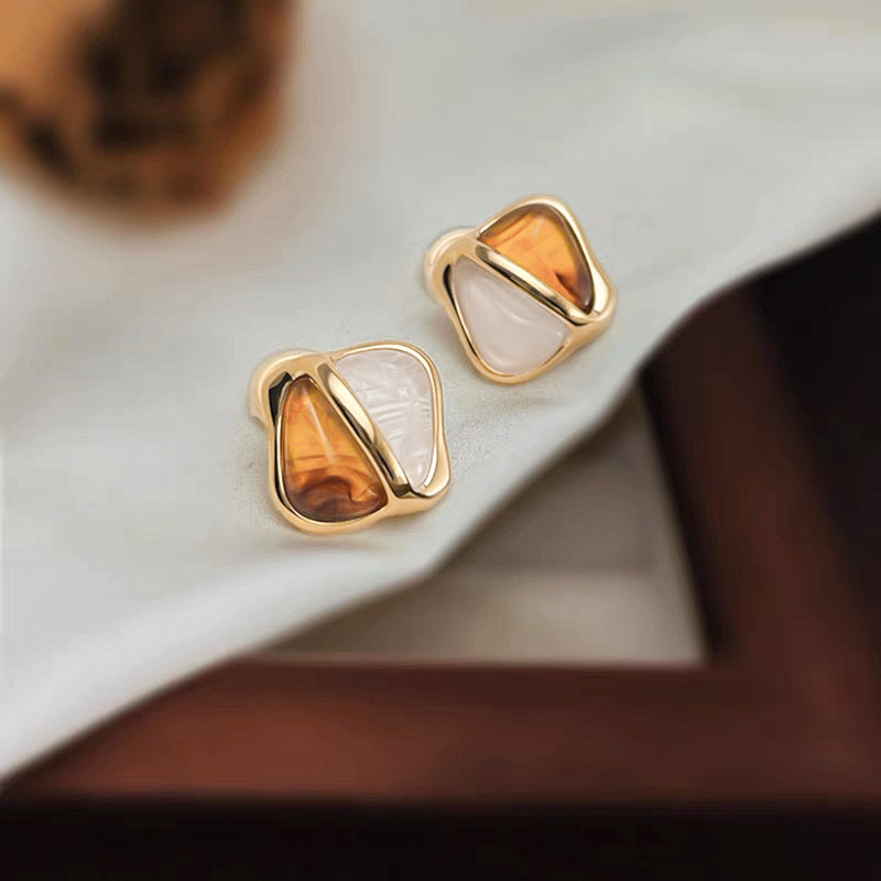 Amber Panel Stud Earrings