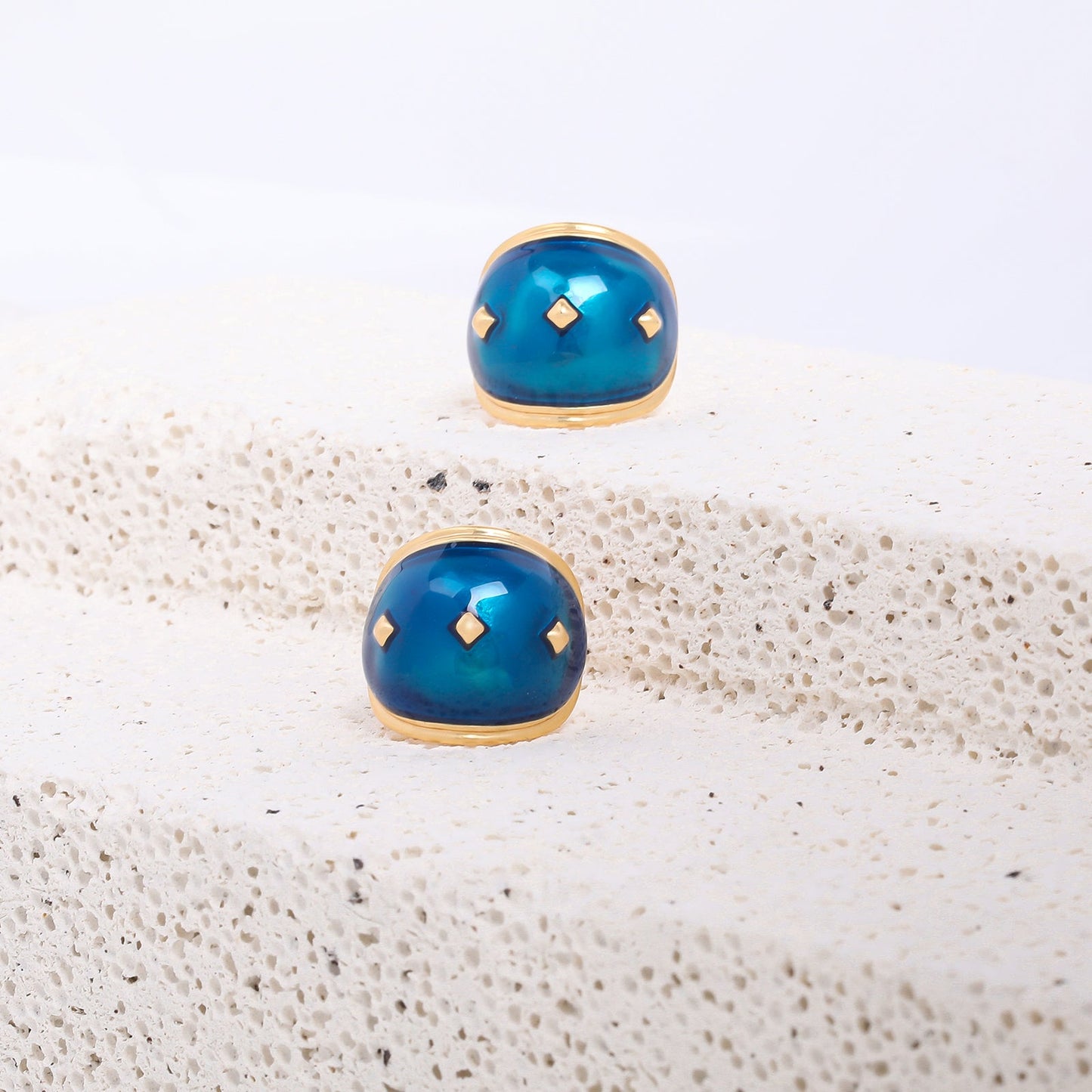 Blue Buttons Stud Earrings
