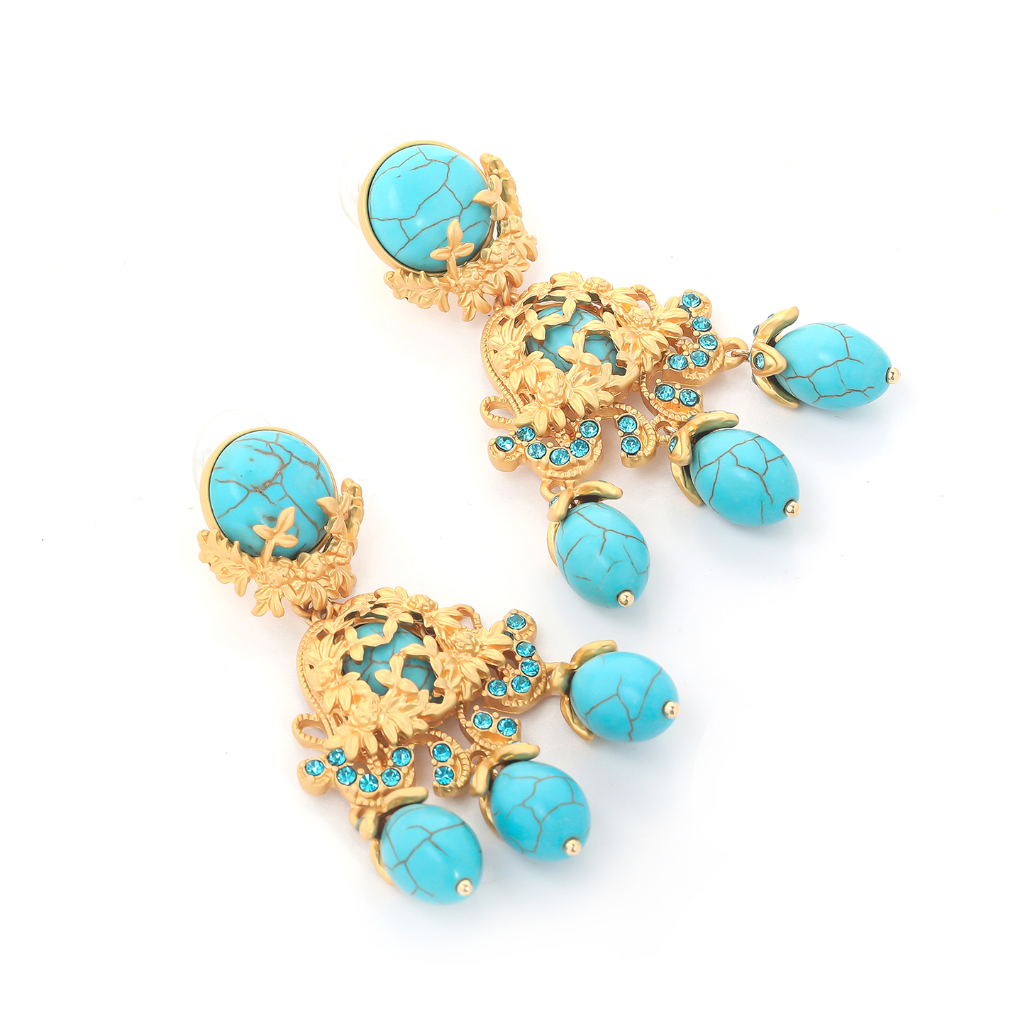 Retro Blue Hair Drop Earrings