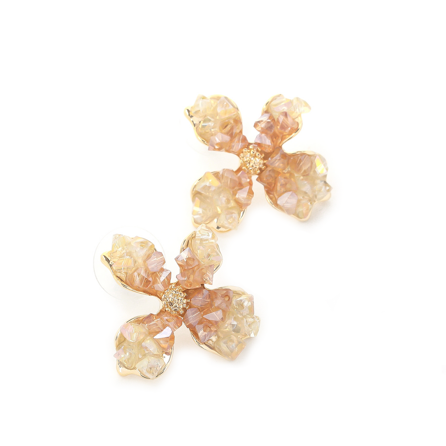 Clear Crystal Flowers Stud Earrings