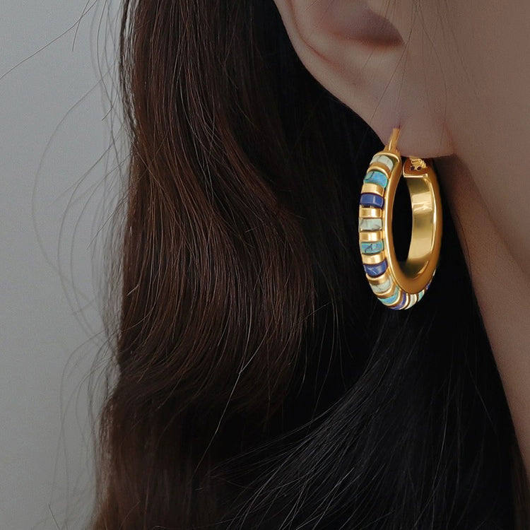 Middle Kingdom Cylindrical Bead Hoop Earrings