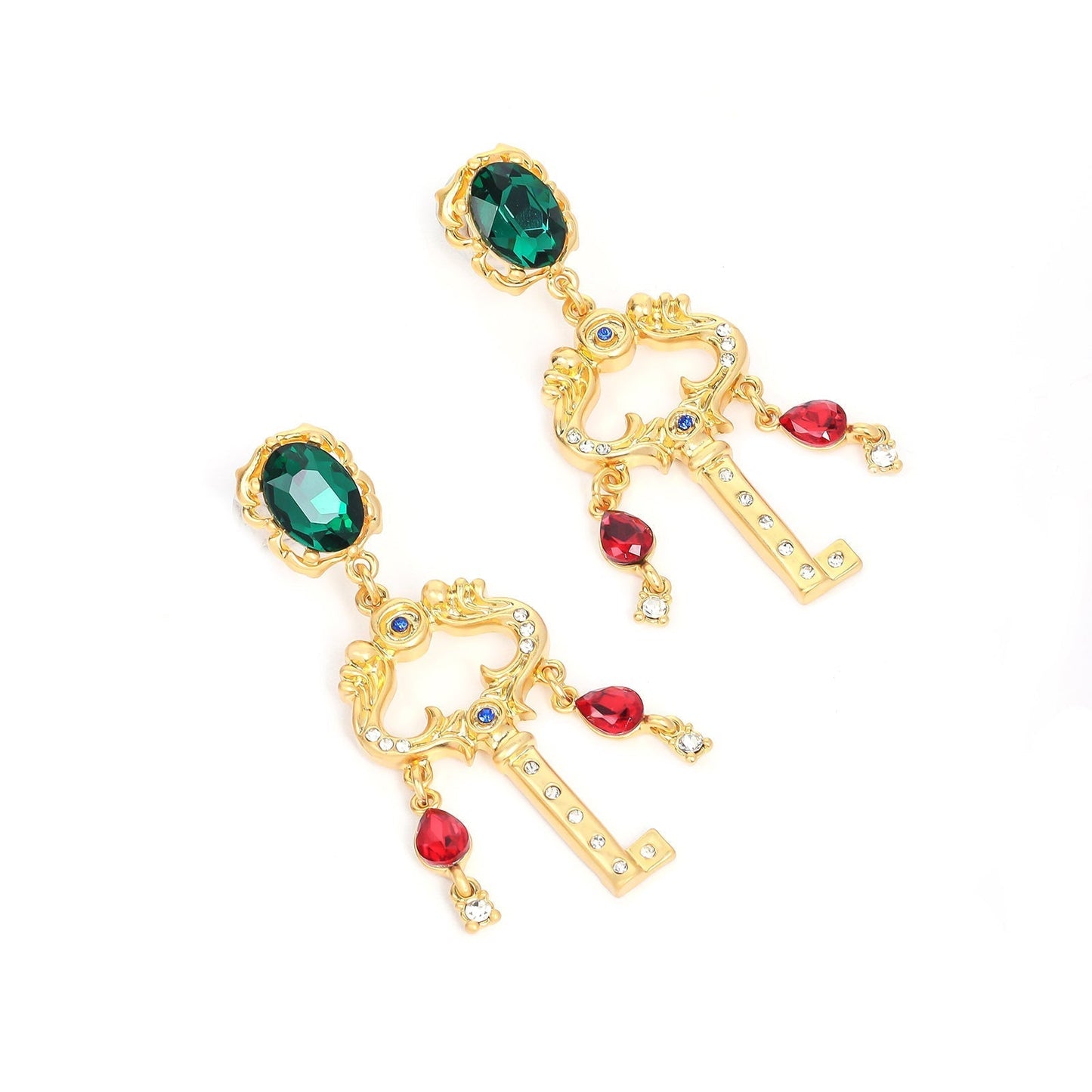 Gem Key Drop Earrings