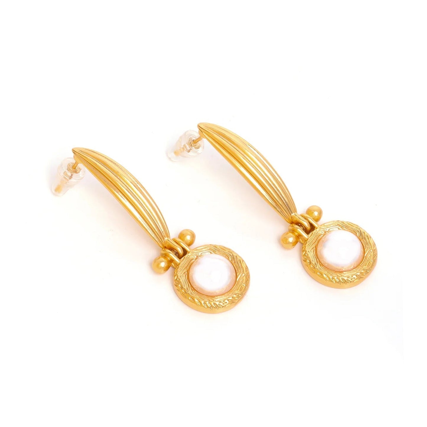 Door Lock Shape Pearl Drop Earrings