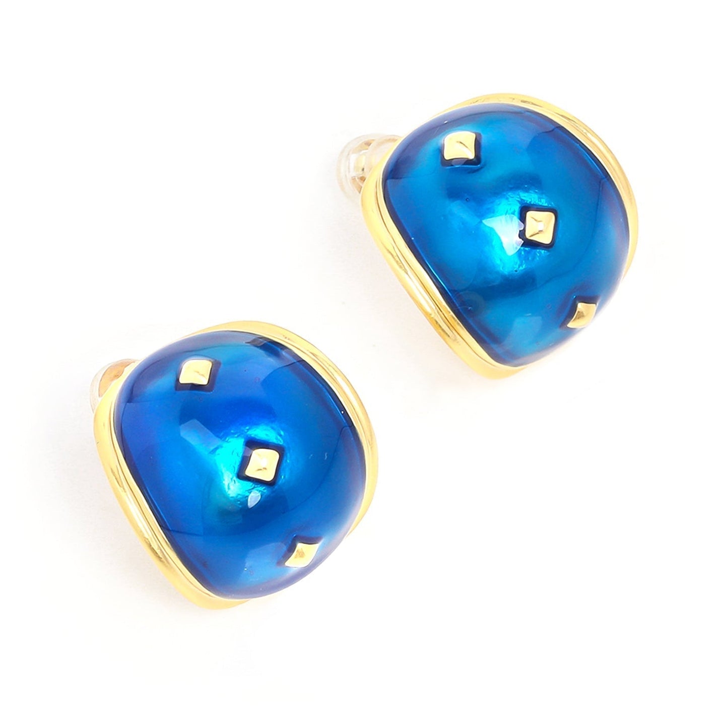 Blue Buttons Stud Earrings
