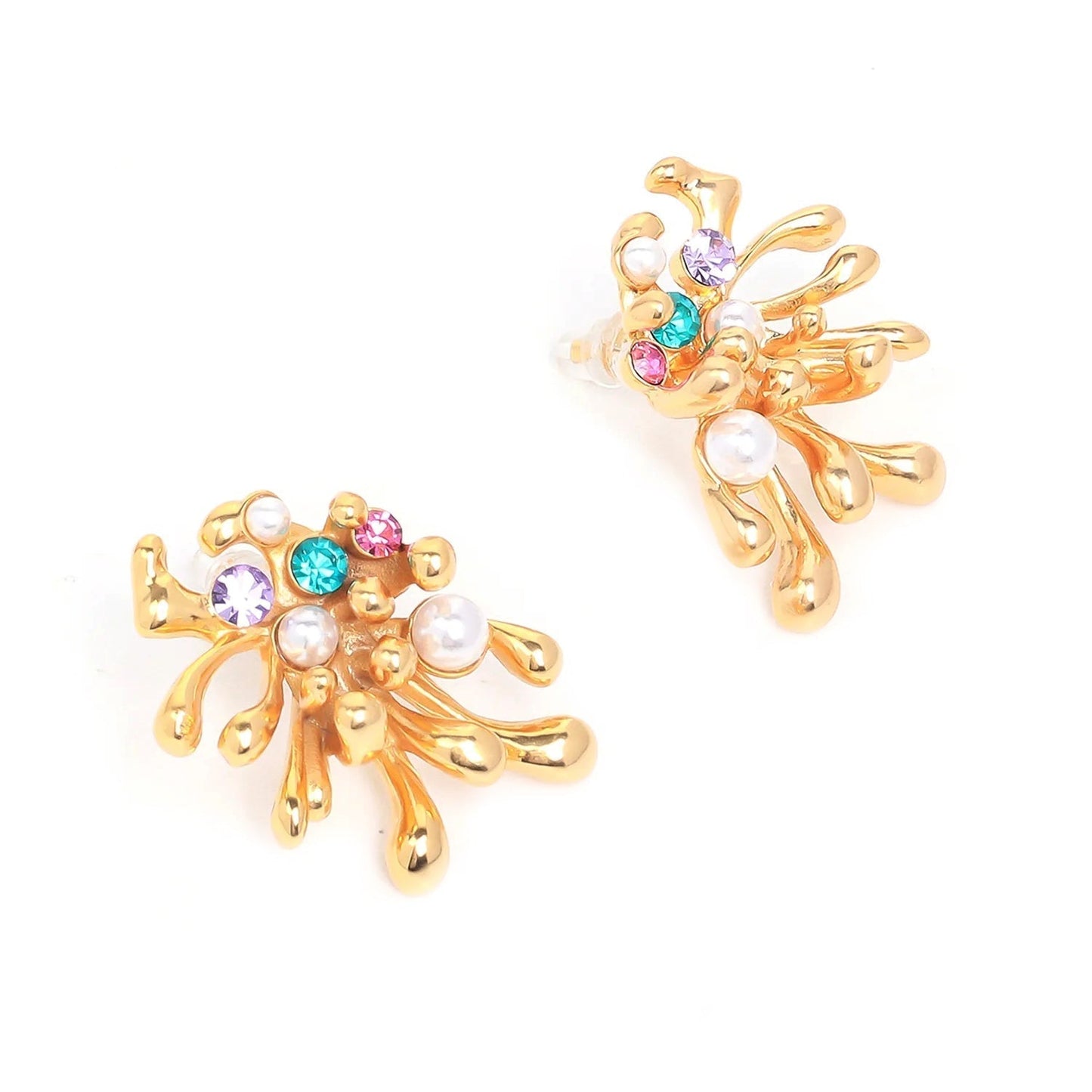 Crystal Coral Stud Earrings