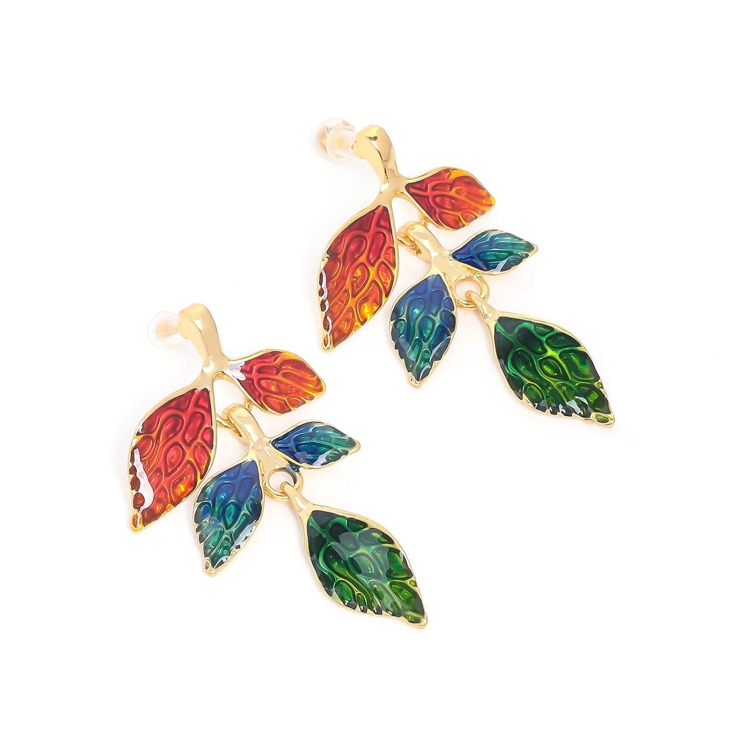 Tricolor Leaves Drop Earrings