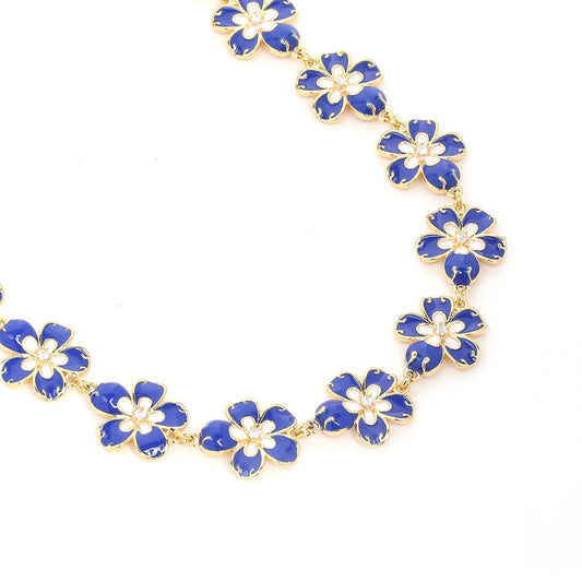 Retro Blue Flower Necklace