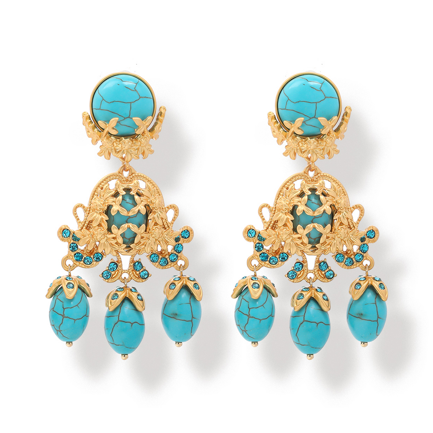 Retro Blue Hair Drop Earrings