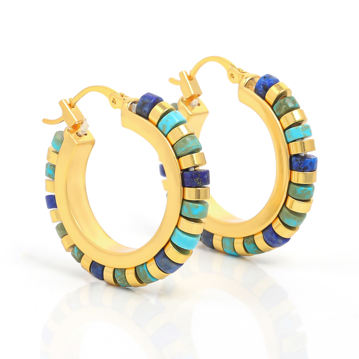 Middle Kingdom Cylindrical Bead Hoop Earrings