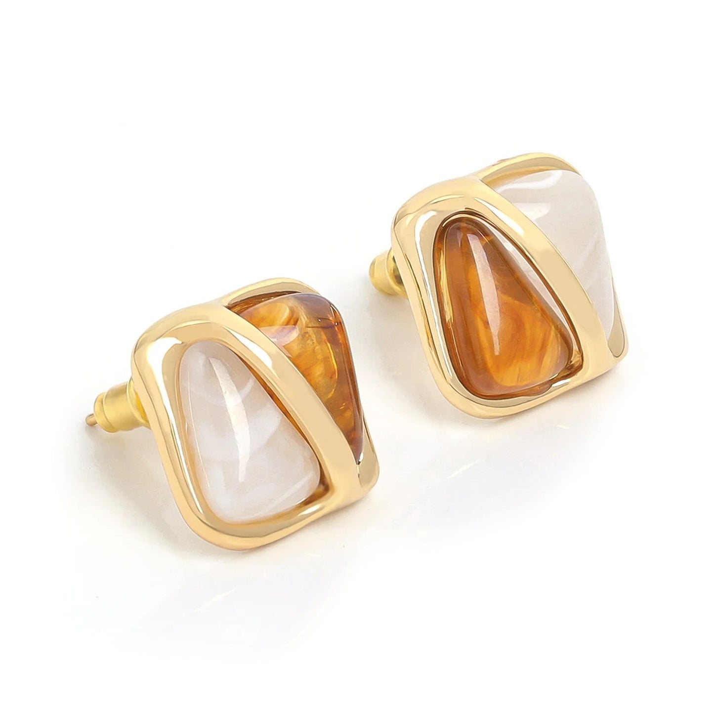 Amber Panel Stud Earrings