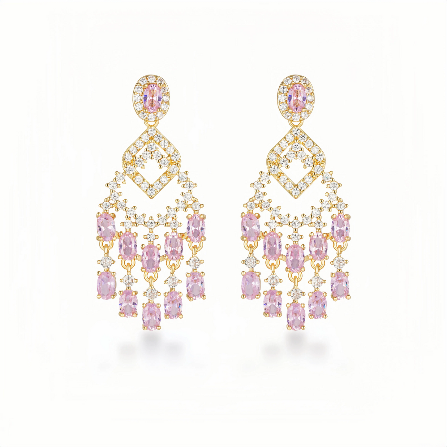 Pink Crystal Fireworks Drop Earrings