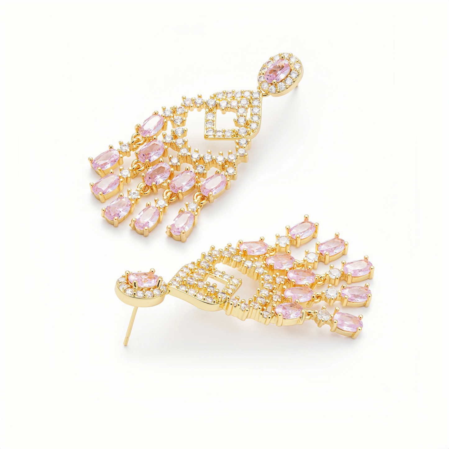 Pink Crystal Fireworks Drop Earrings
