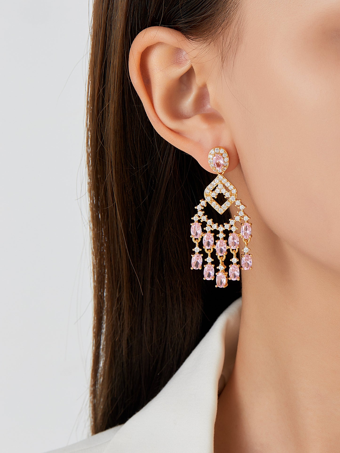 Pink Crystal Fireworks Drop Earrings