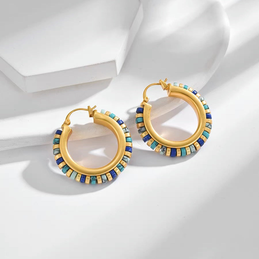 Middle Kingdom Cylindrical Bead Hoop Earrings