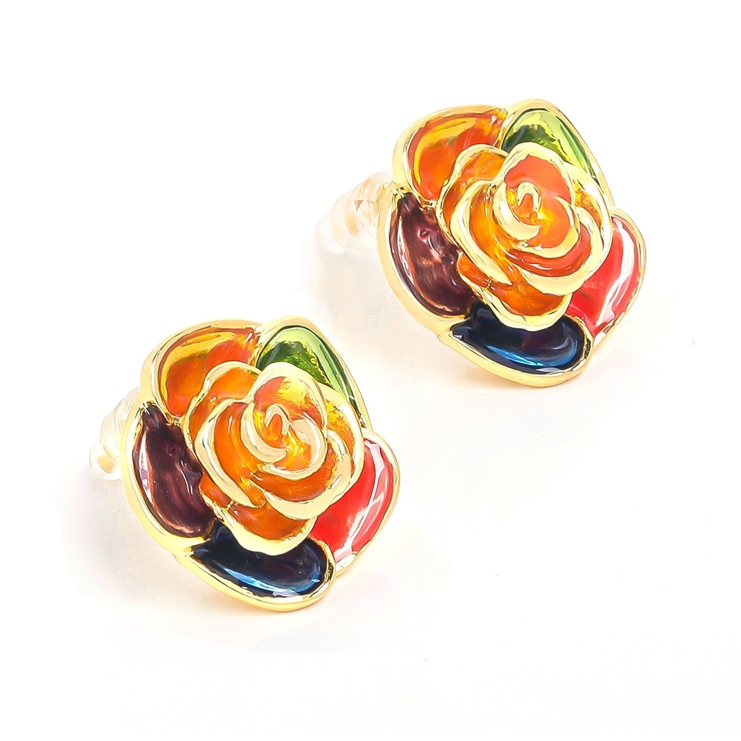 Retro Colorful Flower Stud Earrings
