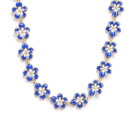 Retro Blue Flower Necklace