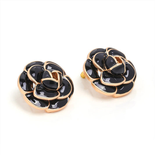 Camellia Black Stud Earrings