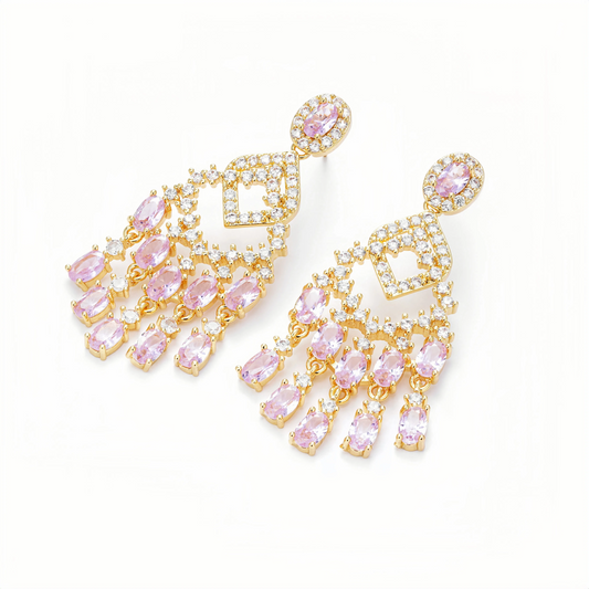 Pink Crystal Fireworks Drop Earrings